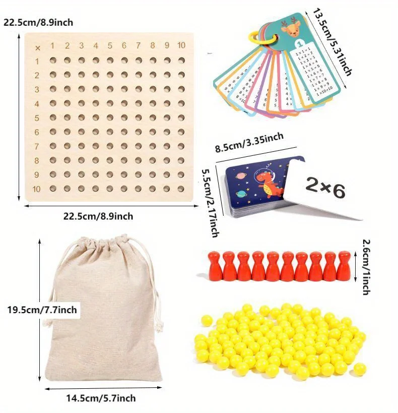 Tableau de Multiplication et de Division en bois – Un jeu d'apprentissage des mathématiques utilisé pour pratiquer les tables de Multiplication pour améliorer les compétences mathématiques
