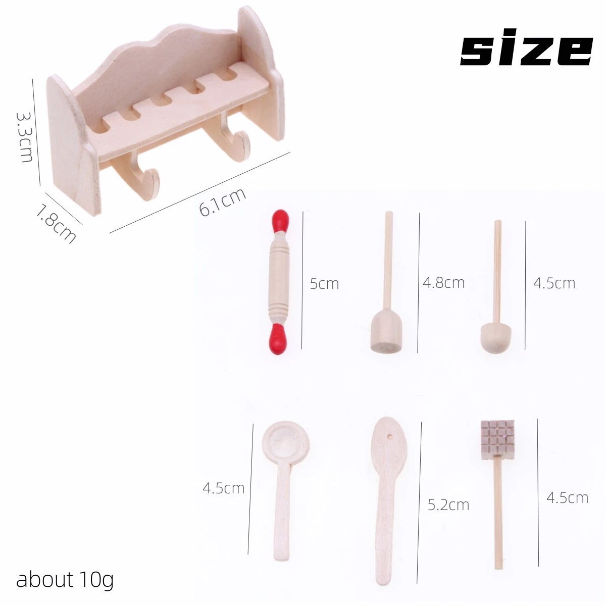 7Pcs Dollhouse Miniature Wooden kitchen Rolling Pin Simulation Kitchenware Storage Stand Shelf Kid Dining Scene Decora Accessory