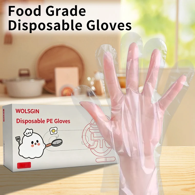 100/500PCS Disposable PE Gloves Plastic Gloves Terrace Pet Supplies Salon Catering Services Multi Purpose Household Tools