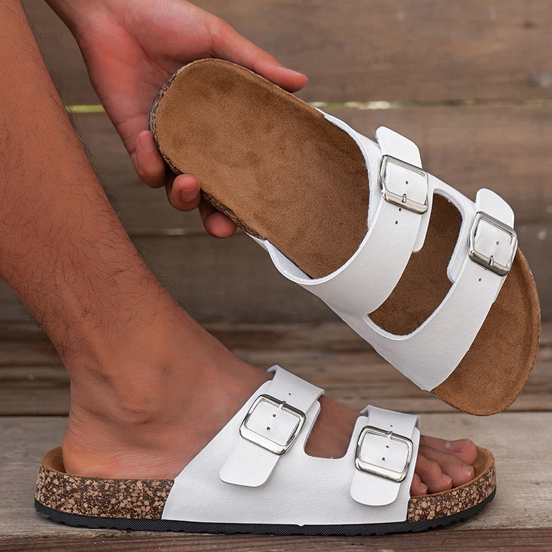 Men\'s casual simple buckle cover with flat heel and sweat absorbing slippers
