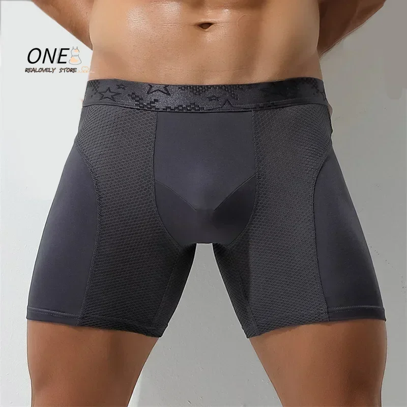 

Мужские Длинные боксеры, нижнее белье, мужские выпуклые сетчатые дышащие трусы, удлиненные износостойкие штаны, мужские шорты-боксеры, размеры до 6XL