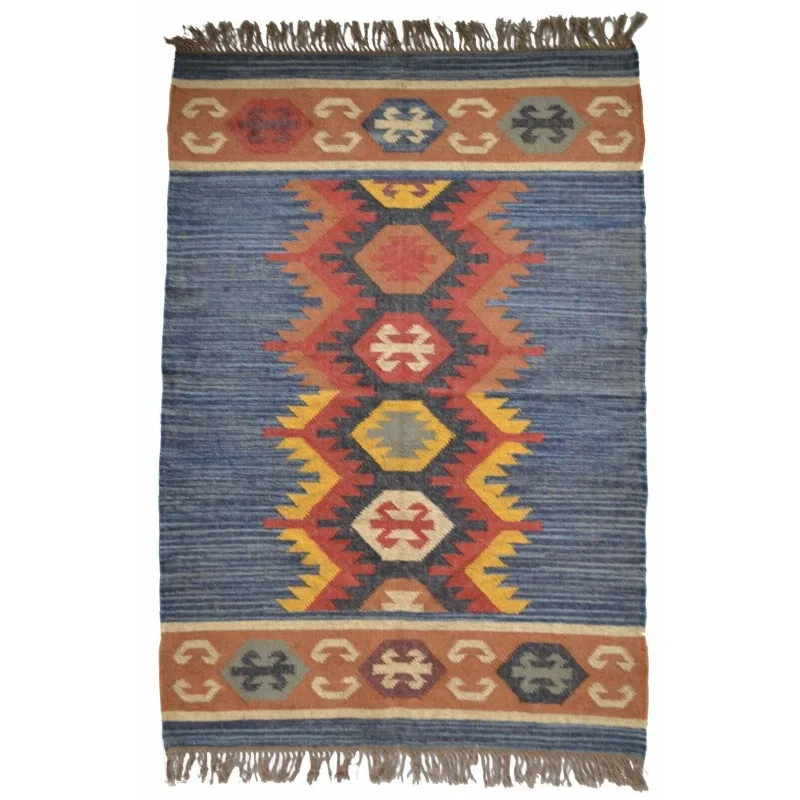 

Natural Wool Jute Kilim Rug Sustainable Oriental Traditional Rug Area Modern Rug