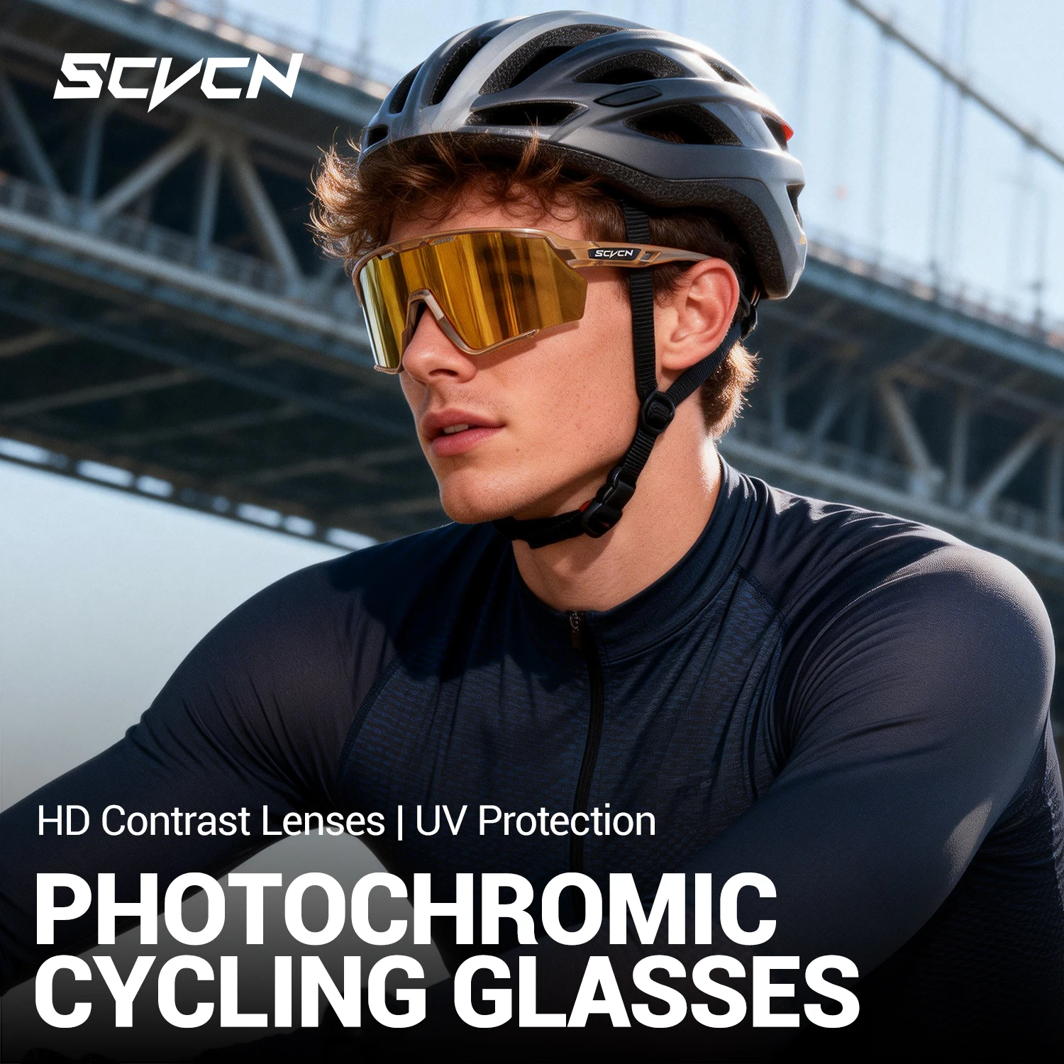 SCVCN Men UV400 Protection Sports Glasses Sunglasses Women Outdoor Photochromic Cycling Glass MTB Bike Hiking Driving Eyewear