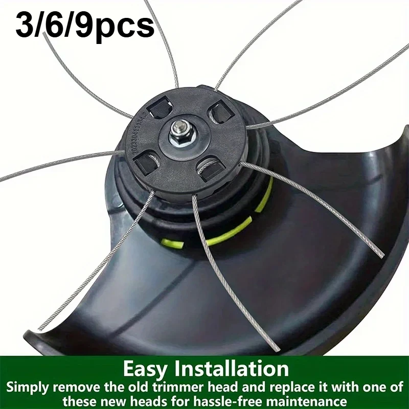 3/6/9pcs Universal Steel Wire Mower Replacement Head for String Trimmer Lawn Mower Garden Weeding Tool Accessories