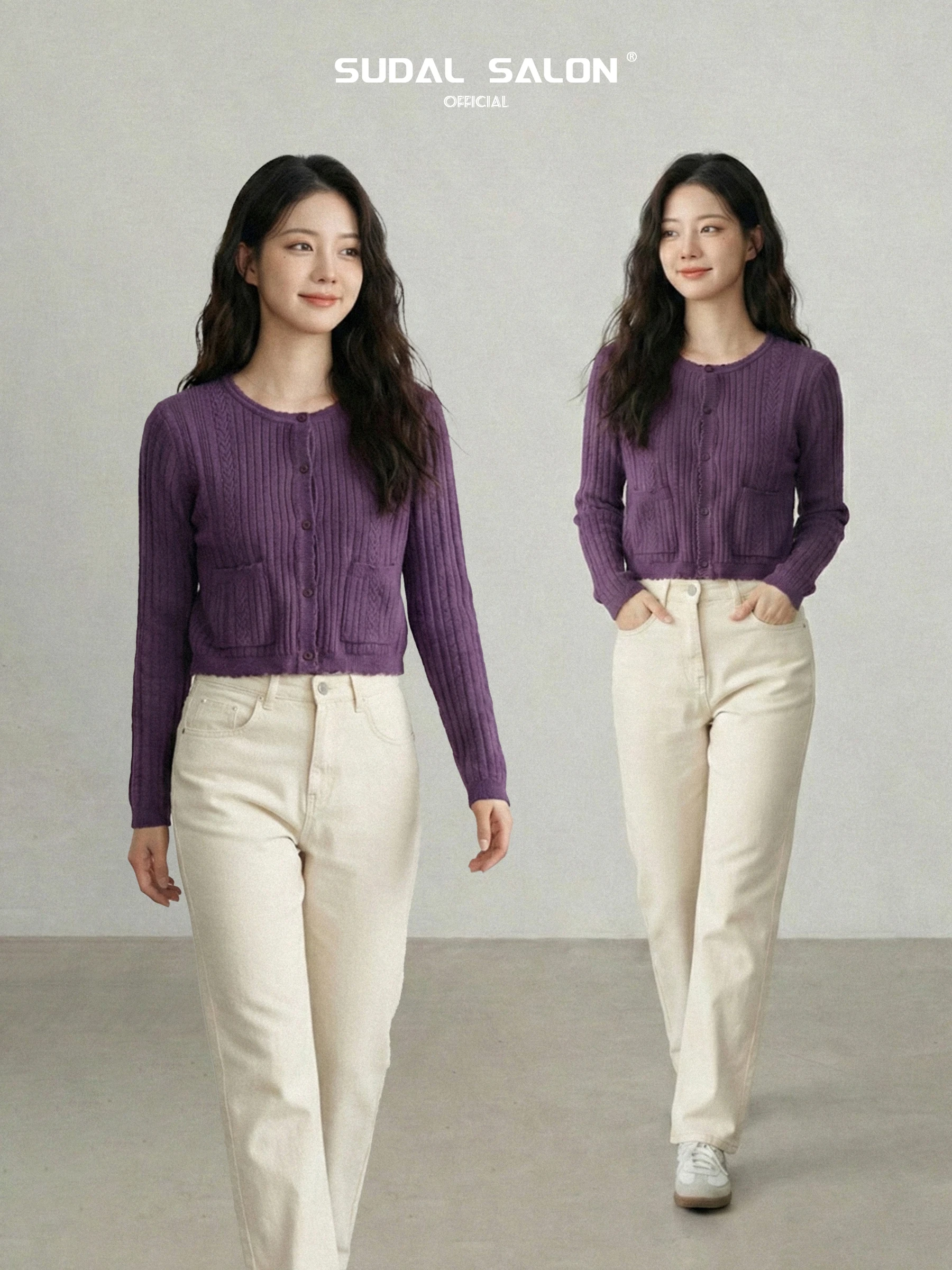 

Новый корейский вязаный кардиган свободного кроя с круглым вырезом, длинными рукавами и одинарной планкой, фиолетовый, на раннюю весну