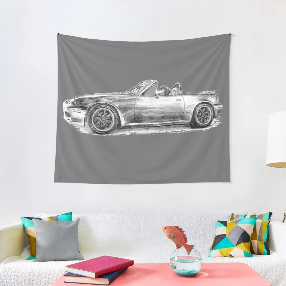 

Miata MX5 in Pencil drawing Tapestry Room Decorations On The Wall Tapestry