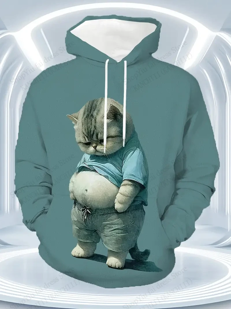 Mens Royal Cat 3D Print Hoodie For Men Women Casual Long Sleeve Hooded Sweatshirt Animal Hoodie Men Clothes Kitten Coat Cartoon