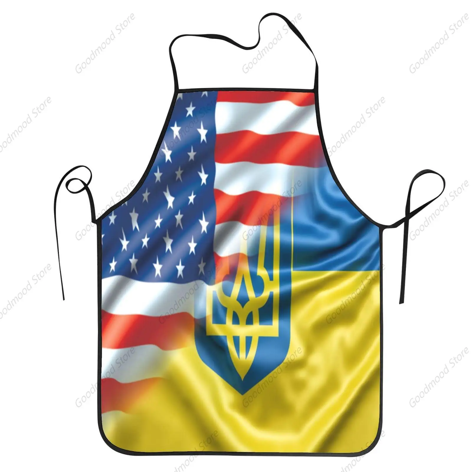 

American Ukrainian Combined Corrugated Flag Apron for Men Women Adjustable Funny Vintage Aprons for Kitchen Cooking BBQ & Grill