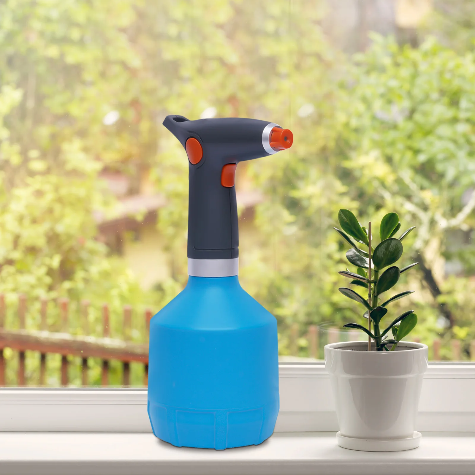 Elektrische Gießkanne, Hochdruck-Gartensprüher zum Bewässern von Pflanzen, Elektrische Sprühflasche Bewässerungswerkzeug ABS-Griff Blau – Detail 3