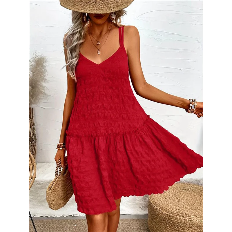 ABRT-Vestito estivo da donna Grembiule Mini abito senza maniche Swing A Line Abiti corti Abiti estivi carini e casual