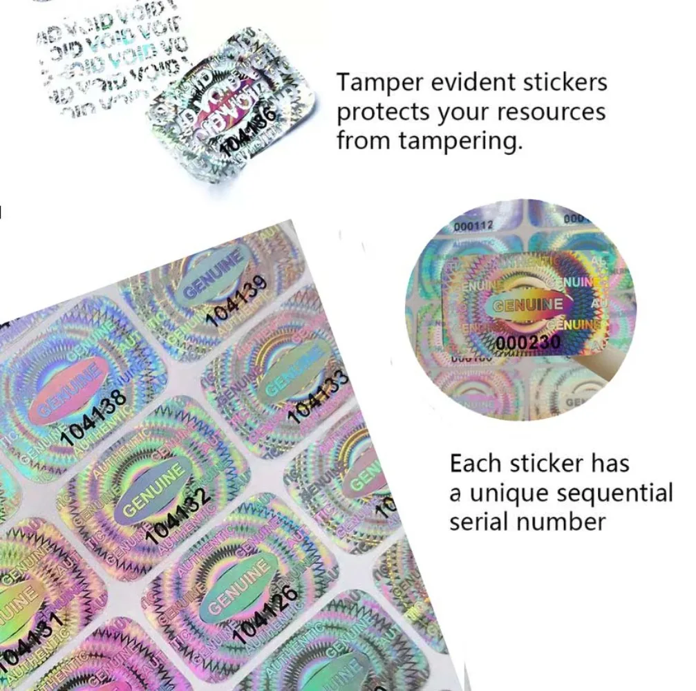 2.5x1.5cm Security Seal Tamper Proof Stickers Holographic Warranty Void Laser Label with Serial Number Adhesive label 300/600pcs