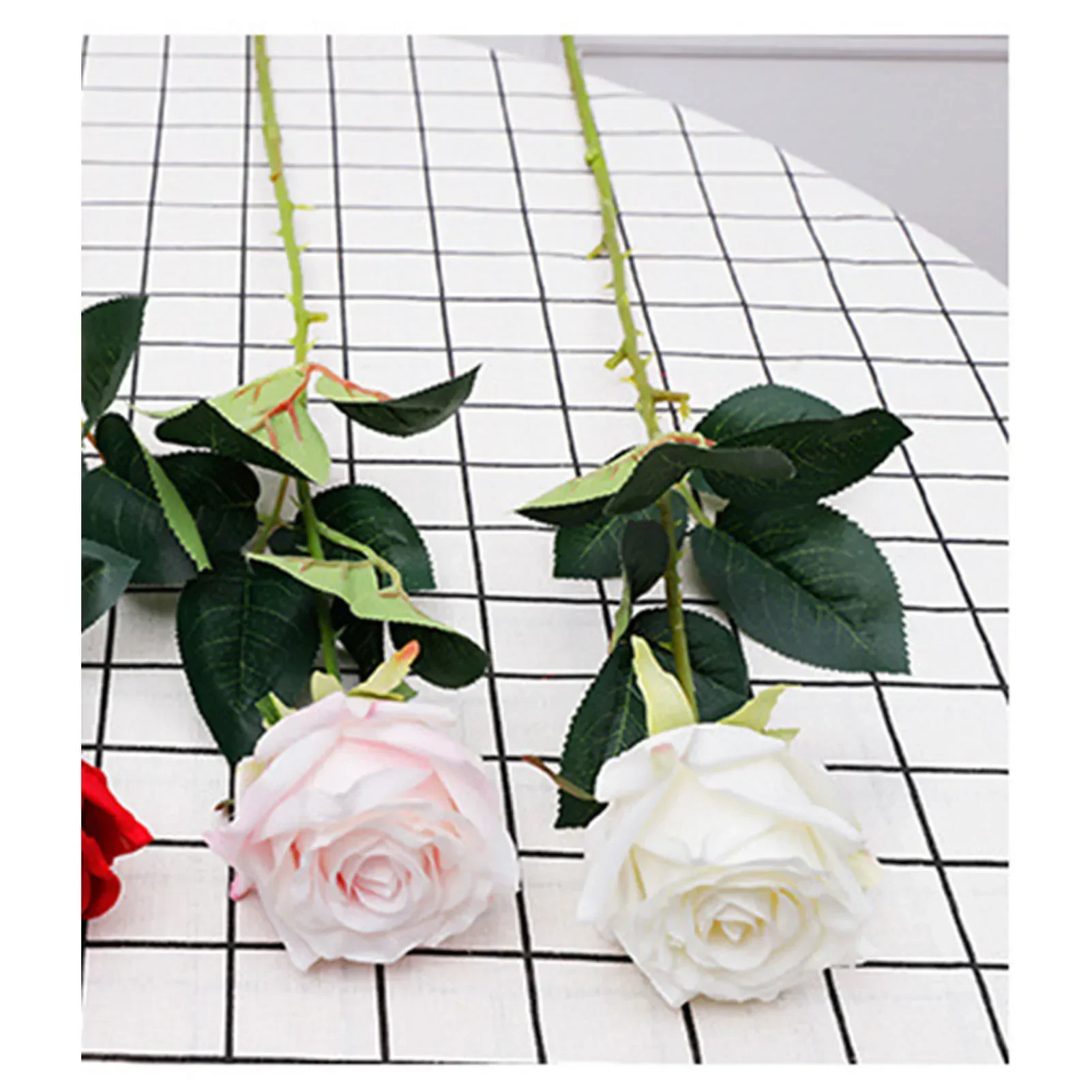Artificial Rose With Vivid Green Leaf High Simulation Anti Deformation Fade Proof Realistic Rose For Wedding Party Home Decor