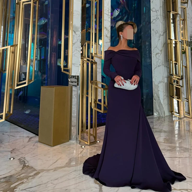 

Eightree Saudi Arabia Mermaid Prom Dresses Long Sleeve Off The Shoulder Evening Dress Formal Party Night Prom Gowns Customized