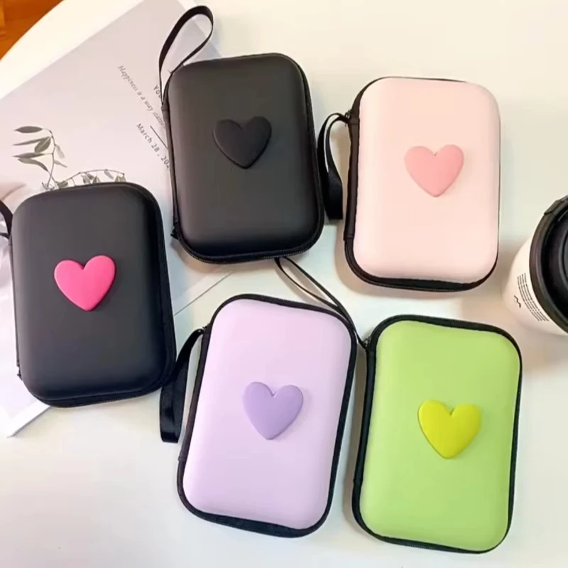 3D Love Heart Protective Storage Bag Portable Travel Wire Winder Cable Organizer Electronics Storage Earphone Bag Zipper Bag