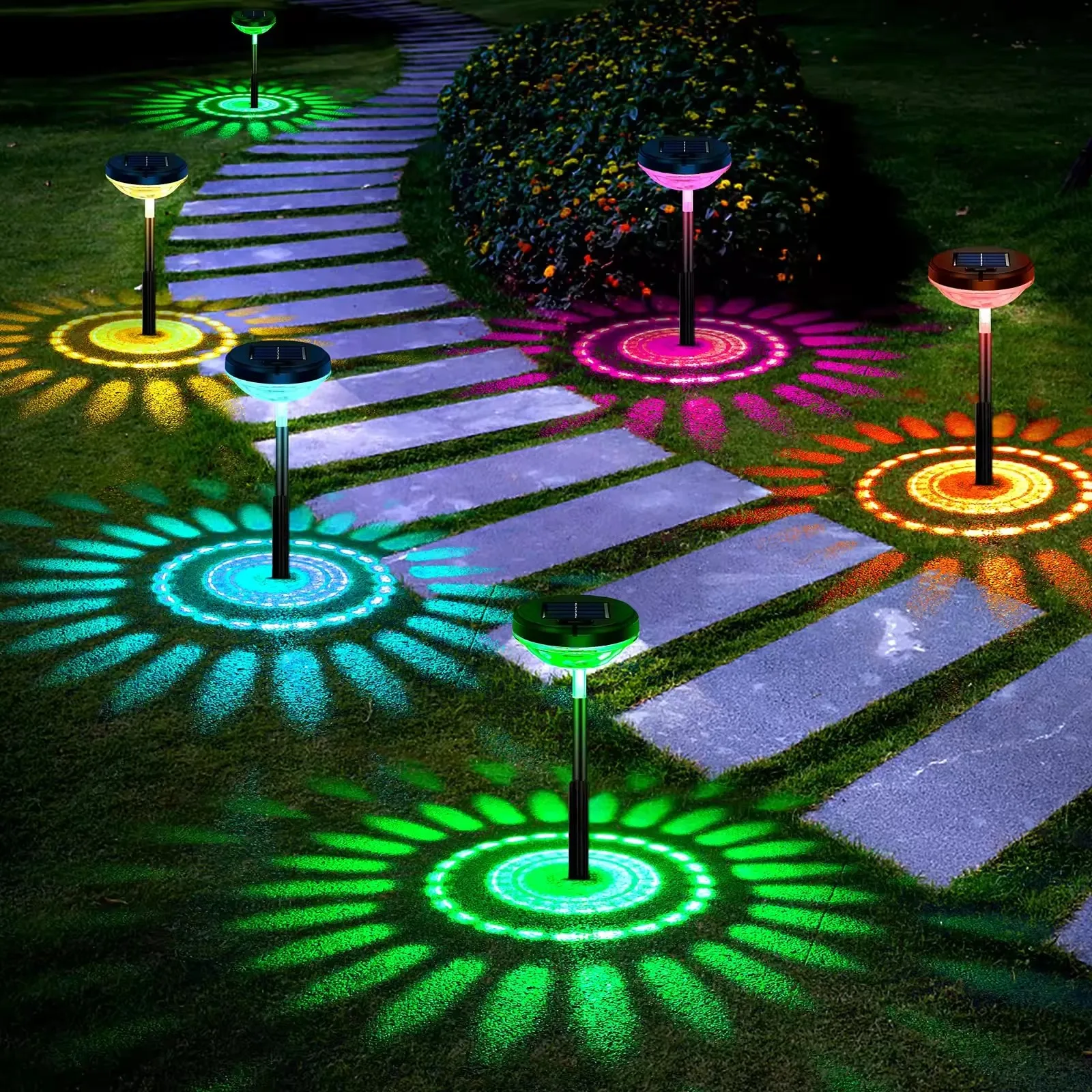 

Color Changing 2 Patterns Available Doorway Garden Pathway Solar Lights LED Outdoor Decoration Lawn Light 2pcs