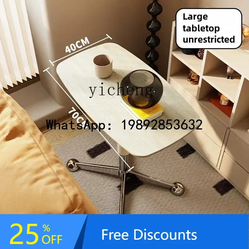 

rock slab sofa side living room creative mobile small coffee table lifting side table