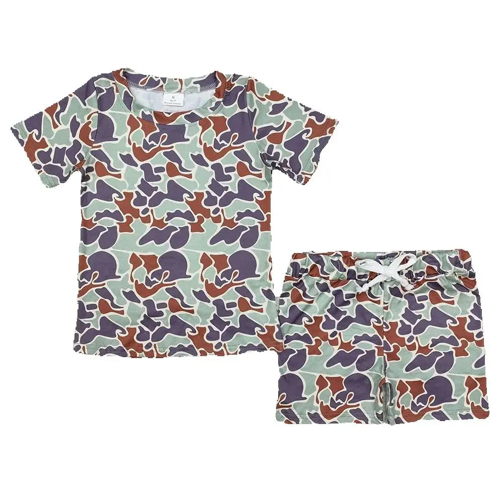 

Hot Sale Kids Designer Clothes Boys Green Camouflage Short Sleeve Shirt Shorts Sets Baby Boys Clothes Toddler Outfits Boutique