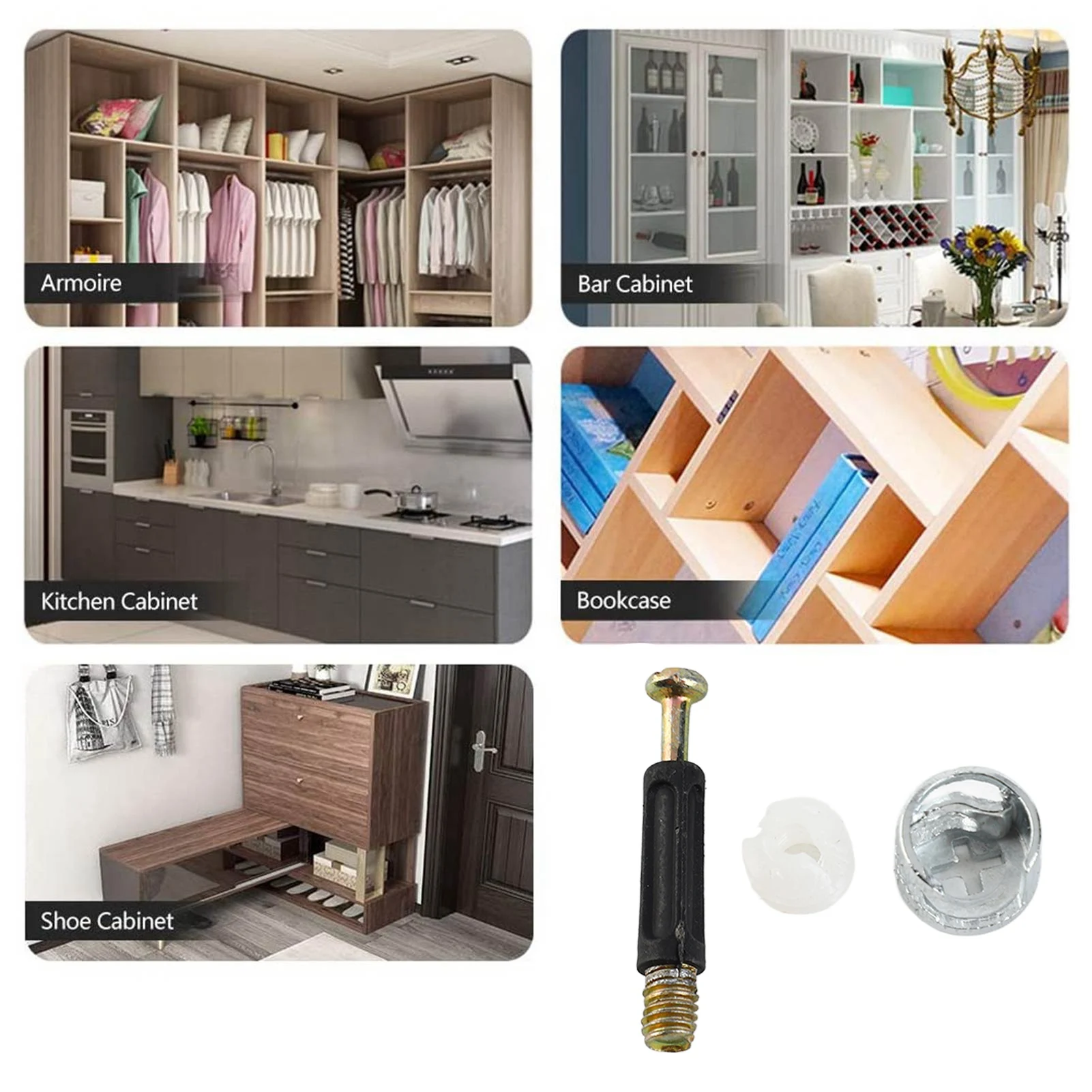 

ZK20 100 Sets 3-in-1 Eccentric Wheel Connecting Piece Furniture Screw Nut Kit Hardware Accessories