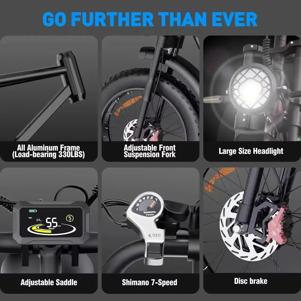 Electric Bicycle Ridstar Q20 2000W 52V 40AH Electric Bike Dual Motor Battery 20*4.0inch Fat Tire Mountain Snow Off-road e-Bike