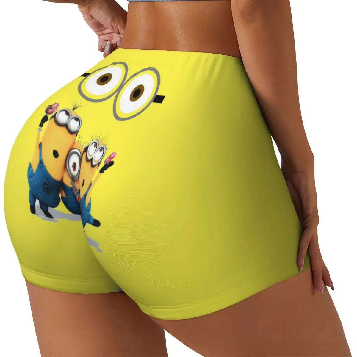 Custom Women's Minions Animes Workout Yoga Shorts Athletic Gym Running Volleyball Shorts