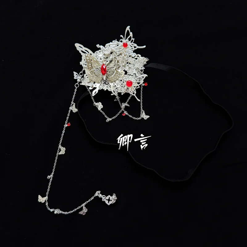 Heaven Officials Blessing Hua Cheng Cosplay Prop Blinder Huacheng Headwear Silver Butterfly Adult Ancient Tian Guan Ci Fu - view 3