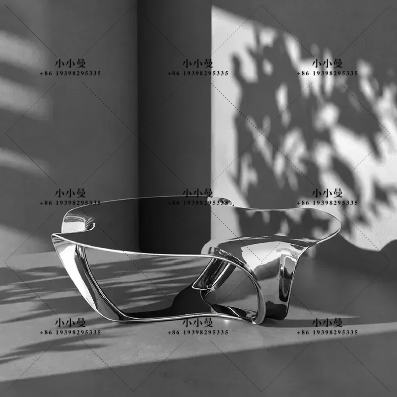 for Creative FRP Electroplating Stainless Steel Silver Coffee Table Model Room Special Shaped Irregular Hollow Cloud