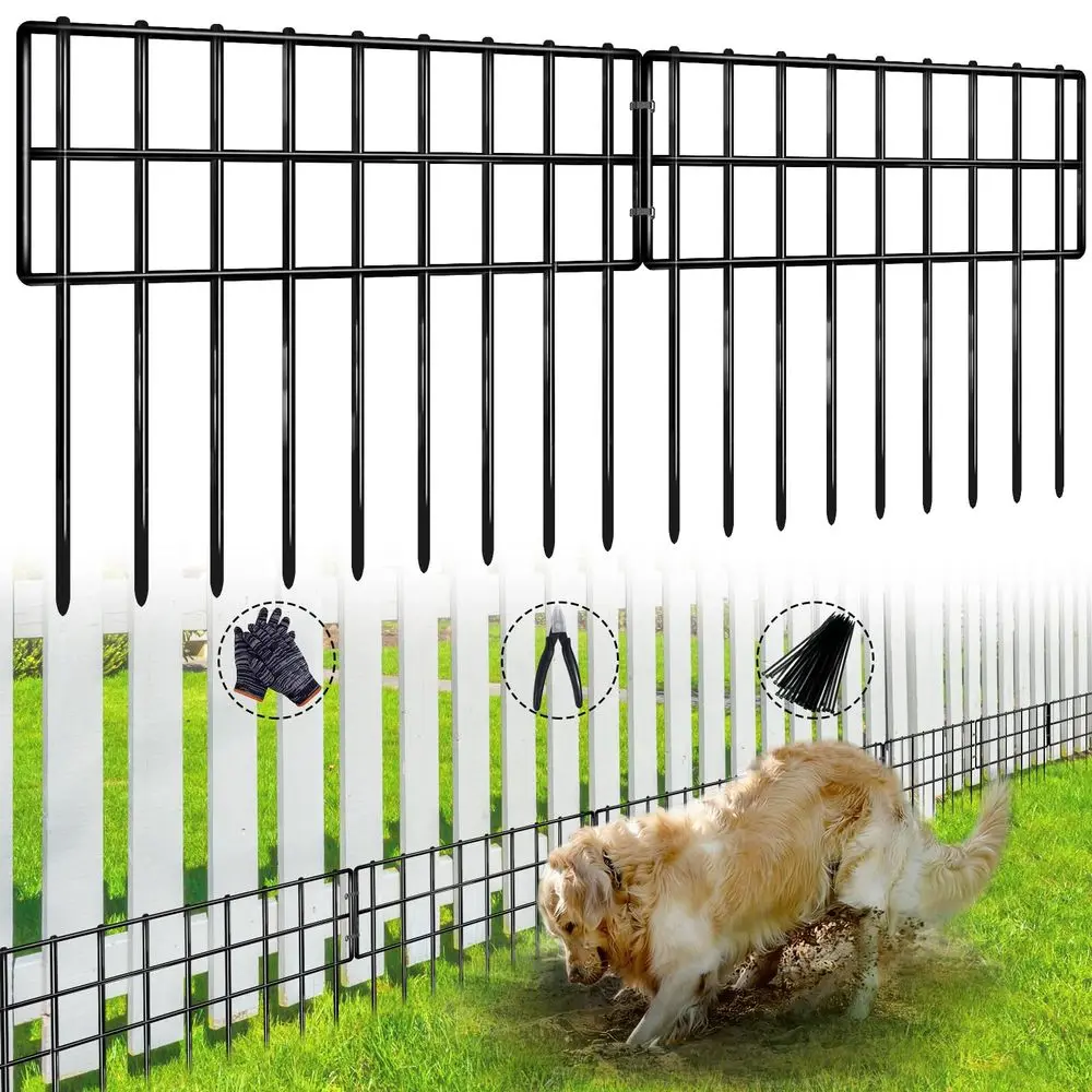 

L x 13in H Garden Fence Animal Barrier, 30 Panels No Dig Fence for Dogs, 1.35in Gap Rustproof Metal Decorative Garden Fencing,