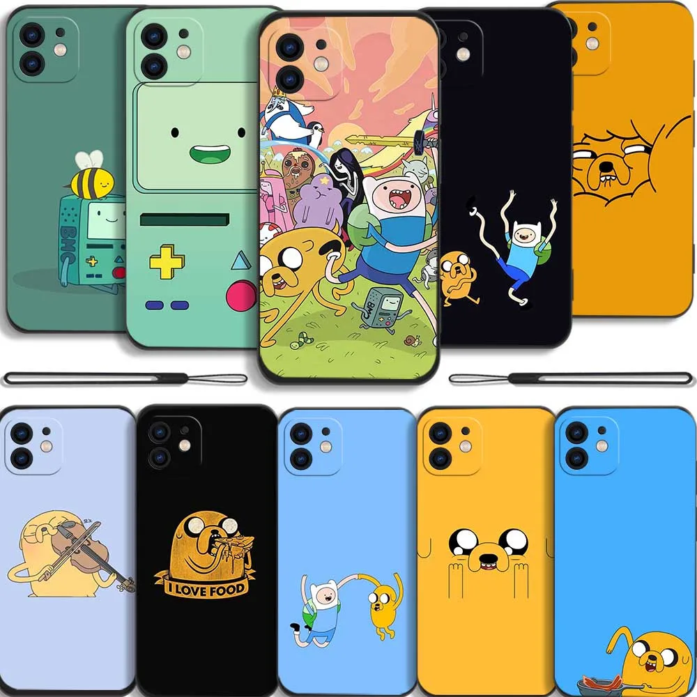 Cartoon adventure time Phone Case For Xiaomi Redmi Note 12 12S 12C 10 10C 10A 10T 9 9T 9A 11 11S 11T Pro  4G 5G With Hand Strap