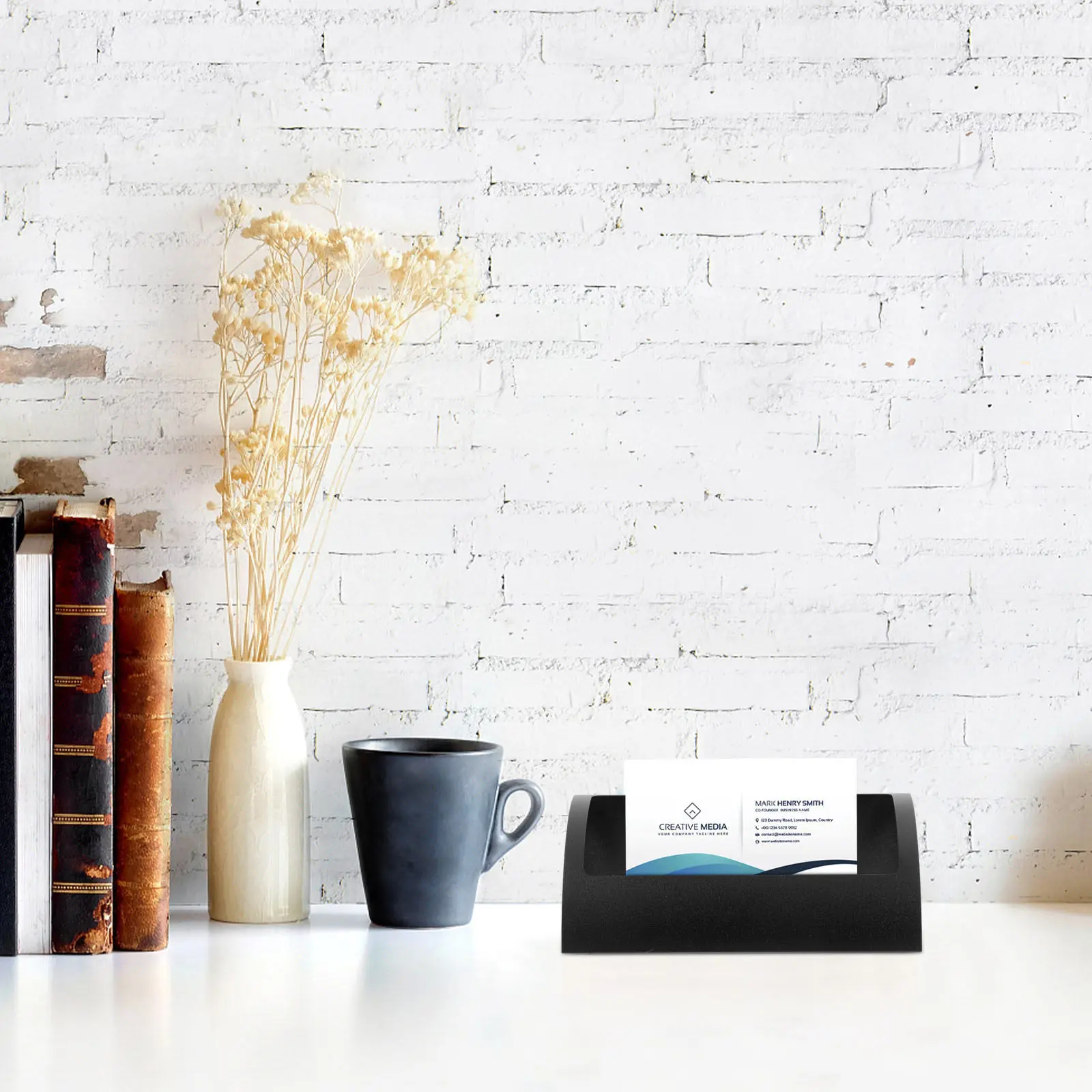 

Business Cards Holder Metal Desktop Card Rack Elegant Minimalist Design Organize Cards Neatly Office Desk Organizer Space Saving