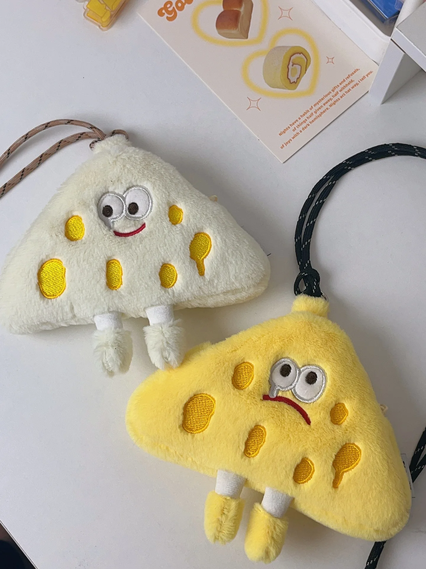 Hanging Neck Zero Wallet Cheese Cheese Japanese Card Bag Men's and Women's Holiday Gift Crossbody Bag Plush Bag