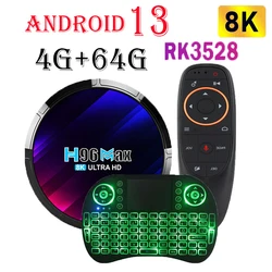 Dispositivo de TV inteligente H96 Max RK3528, decodificador con Android 13, Wifi Dual, Wifi6, 100M, LAN, cuatro núcleos, compatible con 8k, 3D, BT5.0, OTA, 16 GB, 32 GB, 64 GB, reproductor multimedia