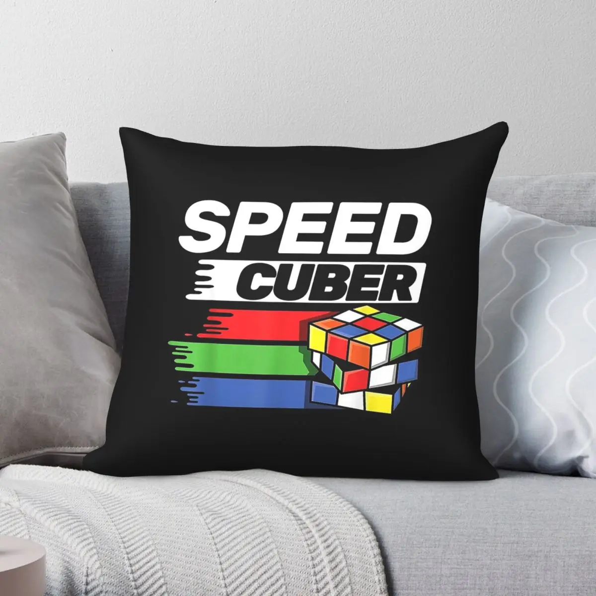 Speedcubing Puzzle Square Pillowcase Polyester Linen Velvet Pattern Zip Decor Pillow Case Bed 45x45