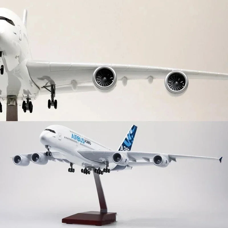 Imagem -05 - Diecast Plástico Resina Avião Modelo com Luz e Roda f Coleção Airbus 380 A380 Escala 505 Centímetros Avião A380 1:160