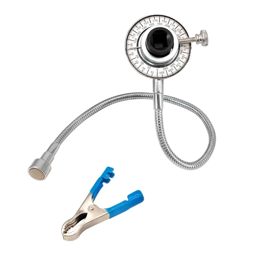 

1/2 Drive 360 Degree Torque Angle Gauge Adjustable Measuring Tool With Wrench Clip Graduator For Workshop Use