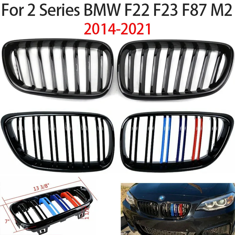 

For 2 Series BMW F22 F23 F87 M2 2014-2021 Car Front Kidney Grille Hood Front Bumper Radiator Grill Black/Carbon Fiber Style
