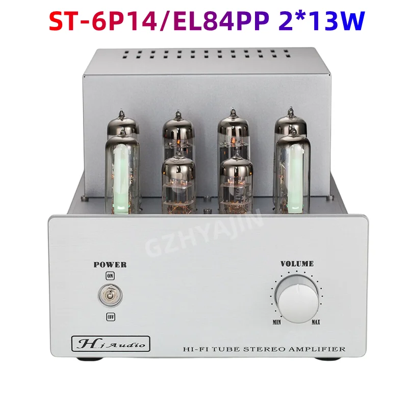 HuaJi ST-6P14/EL84PP tube push-pull tube amplifier, 2*13W stereo combined power amplifier, 6E2 level indicator, 28HZ-20KHZ