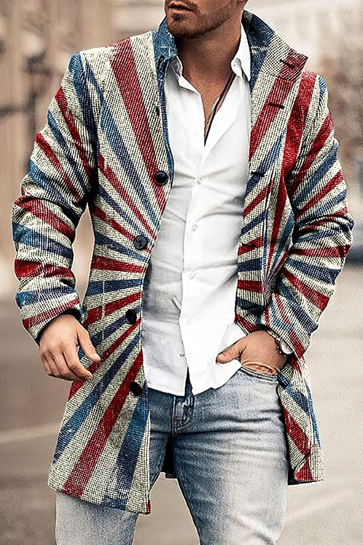 الخريف والشتاء جديد Longfengni ثلاثية الأبعاد الطباعة منتصف طول معطف جيب موضة عادية الأوروبية والأمريكية الرجال سترة S-5XL #1