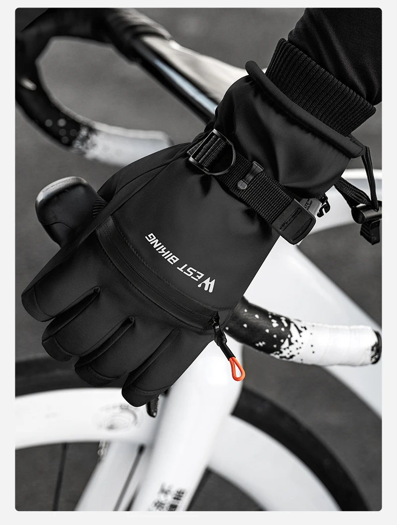 WEST BIKING Skihandschuhe Wasserdicht Dickes Fleece Thermische Winter-Fahrrad-Motorradhandschuhe Touchscreen-fähig Rutschfest Warme Handschuhe für Männer und Frauen – Detail 14