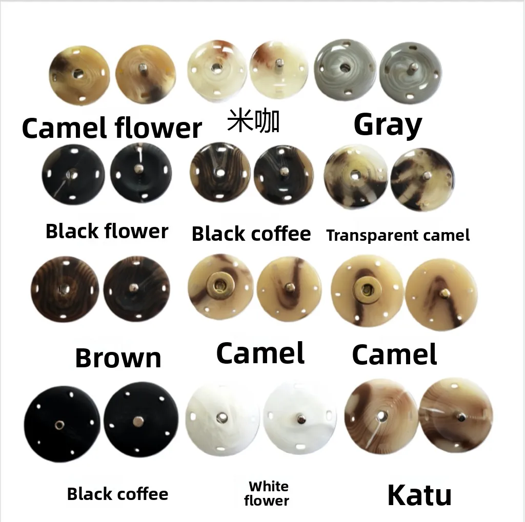 

Resin Patterned k Button Invisible Pr Button High End Woolen Coat Mink Fur irt Button Set of 2 Colors Luxury Clasp