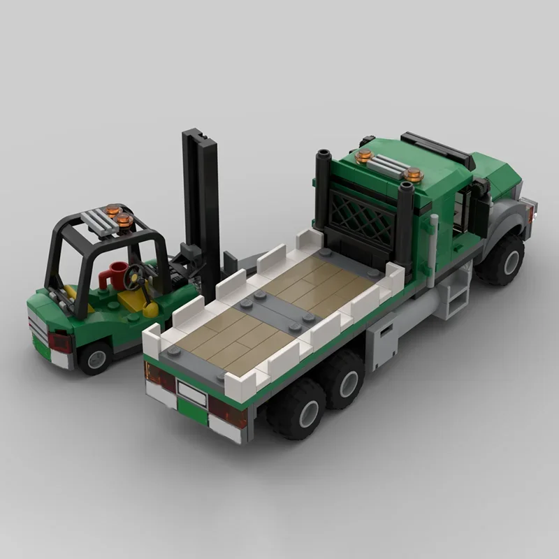 347 pièces MOC Cargo camion à plat chariot élévateur modèle jouet de construction blocs Architecture cadeaux de noël assembler bricolage éducation anniversaire