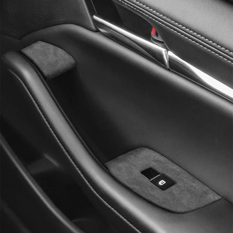 For LHD Mazda3 Axela 2020 2021 2022 2023 2024 2025 Suede Overlays Interior Trim On Gears Panel, Window Lifting, Steering Wheel view 3