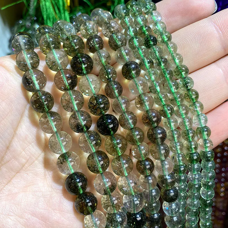 Natural Stone Beads Blue Topazs Green Phantom Quartz Purple Crystal Round Loose Beads for Jewelry Making DIY Bracelet 6 8 10mm