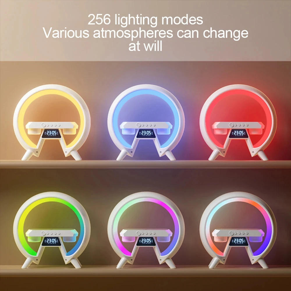 

LED RGB Night Light 15W Fast Charging Station For iPhone Samsung Xiaomi Huawei Intelligent BluetoothAaudio Wireless Charger