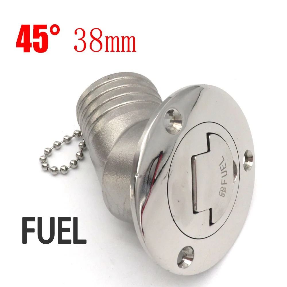 45 Degree 316 Stainless Steel Deck Filler Key Cap GAS DIESEL FUEL WASTE WATER 38mm 50mm Deck Filler Caps for Marine Boat