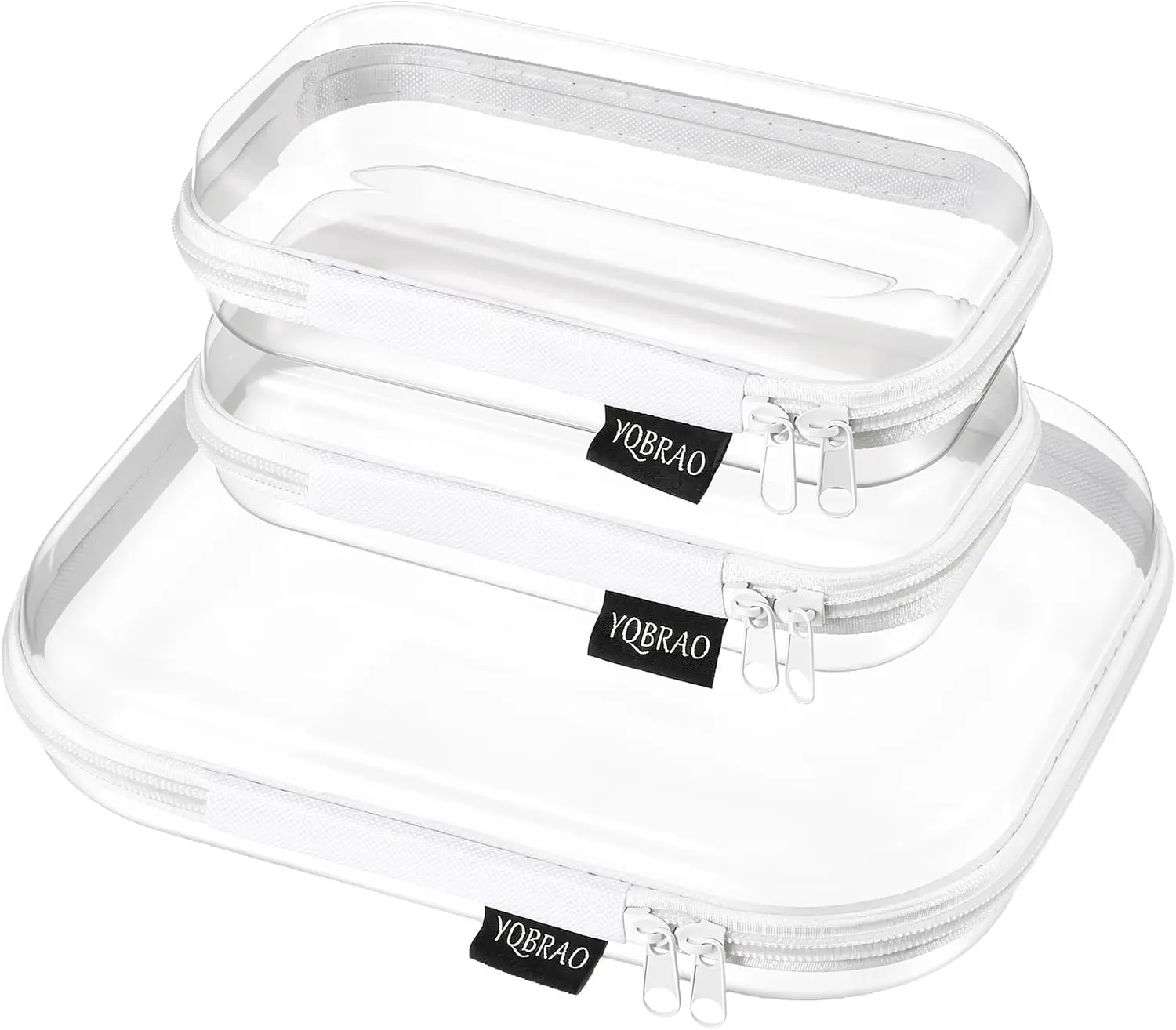 

3 Pack Clear Hard Shell Zipper Case,Rigid Protection Diaper Bag Organizer Pouches, TSA Approved Toiletry Bag with YKK Zippers fo