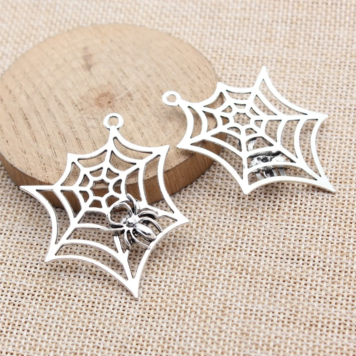 25pcs/lot DIY Jewelry Accessories Alloy Spider Web Pendant For Charm Braclet