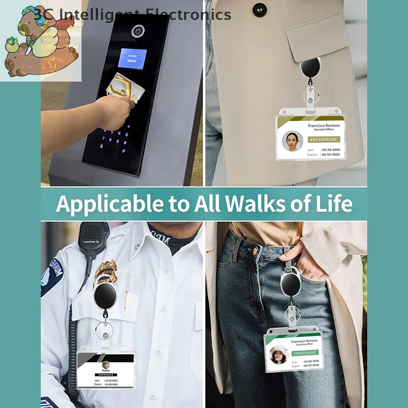 1pc Double Badge Holder Vertical 2 Card Badge Holder With Thumb Slots Hard Transparent Case Protector With Retractable Badge