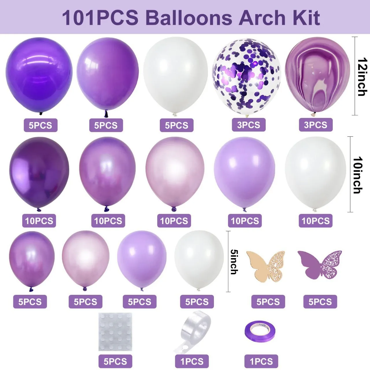 Hot Selling 101Pcs Lavender Theme Purple Agate Latex Balloon Wreath Arch Set for Birthday Wedding Anniversary Party Decoration