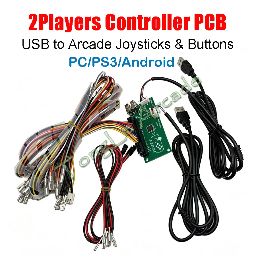 USB To Arcade Joystick Bttons Chip, Hitbox Game Stick DIY, 2 Players Controller PCB Kit, Support PC PS3 Android