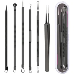 6pcs/set Acne Removal Needle and Clip Stainless Steel Tool Blackhead Removal Blemishes Facial Skin Care Beauty Facial Pore Clean